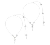 GLEAVI Ensemble 2 Pièces Collier de Dos Orné de Cristaux Argenté Bijoux de Mariée Élégants pour Femmes Chaîne de Corps Chic pour Tenues Dos Découvert Mariage et Soirées Gala