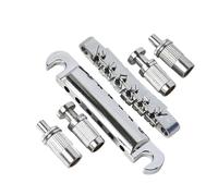 GLEAVI Ensemble Chevalet à 6 Cordes et Cordier Argenté pour Guitare Électrique, Métal Solide, Réglable 1 Pont, 1 Pont Inférieur et 4 Colonnes de Fixation, Accessoires de Remplacement