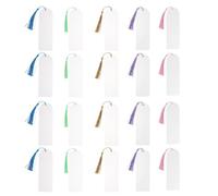 GLEAVI Ensemble de 20 Marque-Pages Acryliques Transparents à Pompons, Vierges et Imperméables, Bords Arrondis Polis, Faciles à Décorer pour Loisirs Créatifs et Lecture