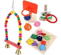 GLEAVI Ensemble de 4 Jouets Éducatifs en Bois Colorés pour Perroquets Jouets de Table pour Entraînement Mental et Motricité des Oiseaux Puzzle Interactif pour Oiseaux Couleur Aléatoire