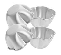 GLEAVI Ensemble de 4 Moules à Mini-gâteaux en Alliage D'aluminium Argenté, Résistants la Chaleur et Faciles à Nettoyer, Forme Fleur pour Boulangerie et Restaurant