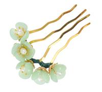 GLEAVI Épingle à Cheveux Fleur en Jade Véritable, Style Rétro et Élégant, Maintien Longue Durée, Accessoire pour Coiffure DIY et Fêtes