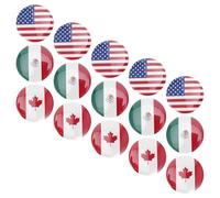 GLEAVI Épinglettes Rondes en Fer Finition Solide Lot de 15 et Fermoir Sécurité Facile Drapeaux Patriotiques Américain, Canadien et Mexicain pour Événements et Réunions Familiales