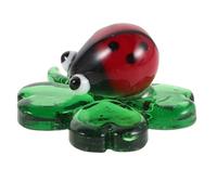 GLEAVI Figurine Mini Insecte Ornement en Verre Représentant Une Coccinelle sur Trèfle à Quatre Feuilles Vert, Décor Unique et Collectible pour St Patrick