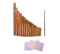 GLEAVI Flûte de Pan Traditionnelle en Bambou Marron à 15 Tubes avec Baguette et Chiffon de Nettoyage, Instrument de Musique Portable pour Débutants et Couleur Aléatoire Style Aléatoire