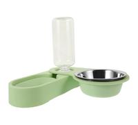 GLEAVI Gamelle pour Chat Double en Acier Inoxydable Distributeur Automatique d'eau, Pliable Angle Mural, Bol Vert, pour Alimentation Intérieure et Voyage, Compatible Lave-Vaisselle,