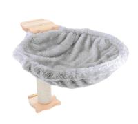 GLEAVI Hamac pour Chat Rond de Cuillère pour Arbre à Chat | Bois, Fer et Revêtement Lint, Entraînement Grattage, Usage en Appartement, avec Poteau Inclus