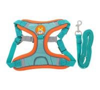 GLEAVI Harnais pour Petit Chien réfléchissant en Tissu Souple, Taille M Bleu lac, Ensemble Harnais et Laisse pour Promenade sécurisée, kit Harnais de Chien d’Assistance Confortable et Ajustable