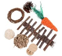 GLEAVI Jouets pour Hamster 7 Pièces en Bois Herbe et Rotin Naturels - Accessoires à Mâcher pour Cage à Rat Stimulation Dentaire et Divertissement pour Petits Animaux
