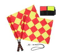 GLEAVI Kit Arbitre Football Complet avec 2 Drapeaux de Signalisation Manuelle Cartons Rouge et Jaune Sifflet en Acier Inoxydable Mallette de Rangement et Feuilles de Score pour