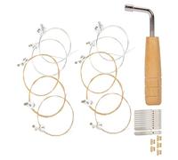 GLEAVI Kit de Réglage pour Lyre 21 Pièces - 10 Chevilles Robustes en Métal 10 Cordes de Harpe 1 Clé D’Accordage Accessoire Précis pour Entretien et Changement de Cordes de Lyre Usage