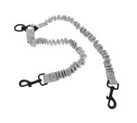 GLEAVI Laisse Réfléchissante Double pour Chiens, Laisse Élastique en Polyester Gris Clair, Système de Traction à Deux Têtes, Légère 160g, pour Promenade Extérieure et Contrôle Sécurisé