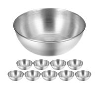 GLEAVI Lot de 10 plats à sauce en acier inoxydable pour sushis, bols à sauce soja, plats d'assaisonnement, soucoupe, plateau de service pour apéritifs, pour table de cuisine