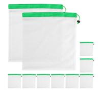 GLEAVI Lot de 10 Sacs en Maille réutilisables et lavables pour Produits Frais. Légers et faciles à Transporter, Ils sont dotés d'un Cordon de Serrage pour Vos Courses, Votre Transport et Votre
