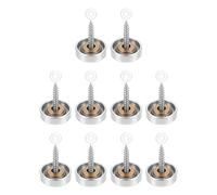 GLEAVI Lot de 10 Set de Capuchons Décoratifs pour Vis à Miroir 16 Mm en Acier Inoxydable 304 Brossé Fixation Renforcée pour Panneaux en Verre Meubles et Miroirs Muraux Clips Métalliques