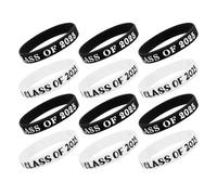 GLEAVI Lot de 12 Bracelets Extensibles en Silicone 2025 Blanc et Noir, Accessoires pour Fête de Remise des Diplômes, Adaptés aux Étudiants et Cérémonies Scolaires, Souvenir Solide de Fin