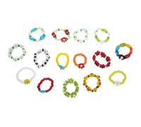 GLEAVI Lot de 15 Bagues Élastiques Fleurs et Perles Multicolores Bijoux Esthétiques pour Femme Anneaux de Perles de Fleurs Accessoires Mode pour Fêtes et Occasions Spéciales
