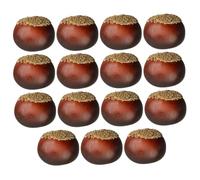 GLEAVI Lot de 16 Fausses Châtaignes en Mousse Légère, Modèle Décoratif Réaliste pour Maison, la Cuisine et Séances Photo, Ornements Artificiels de Noix Rustiques pour Décoration