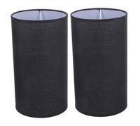 GLEAVI Lot de 2 Abat-Jour Cylindriques en Tissu de Lin Noir Tc Accessoires d'Éclairage pour Lampadaire et Applique Murale Petit Abat-Jour Rétro pour Lampe de Bureau et Décor Intérieur