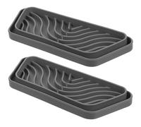 GLEAVI Lot de 2 Bacs de Récupération D'eau en Silicone Gris 20 X 8 Cm pour Réfrigérateur, Plateau Anti-déversement Antidérapant pour Distributeur D'eau et Fontaine, Accessoire Cuisine