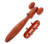 GLEAVI Lot de 2 Bâtons de Massage en Bois Rouge Foncé Masseur pour Dos Cou et Jambes Stimulation Circulation Sanguine Relaxation Musculaire Massage pour Tout le Corps