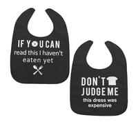 GLEAVI Lot de 2 Bavoirs Adultes Réutilisables en Polyester Noir Motifs Amusants Petit T et Couverts Bavoirs Pratiques pour Personnes Âgées Protection Anti-Taches pour Repas Quotidiens