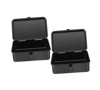 GLEAVI Lot de 2 Boîtes à Outils en Fer Épaissi 190 MM Noires Coffrets Compacts Portables avec Compartiments pour Rangement Organisé Mallettes Robustes pour Atelier Garage et Voiture