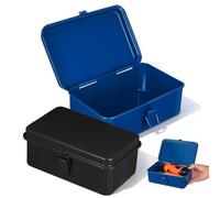 GLEAVI Lot de 2 Boîtes à Outils en Fer Robuste Mini Taille Bleu et Noir Organisateurs Portables pour Rangement Maison Atelier et Coffre de Voiture Conteneurs à Outils Essentiels