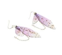 GLEAVI Lot de 2 Boucles d'Oreilles Ailes d'Insecte Pendantes en Perles Synthétiques Dégradées Violet Légères et Confortables Accessoires de Bijoux Féeriques pour Mariage et Fête