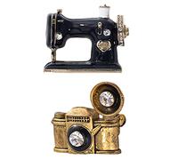 GLEAVI Lot de 2 Broches Créatives en Métal Noir et Doré Broche Tourne-Disque Vinyle et Broche Appareil Photo Vintage Épingle de Poitrine Décorative pour Vêtements et Accessoires