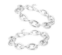 GLEAVI Lot de 2 Colliers Ras-du-Cou à Grosses Chaînes en Métal Aluminium Argenté Style Punk Vintage Gothique 40 CM Collier à Maillons Géométriques pour Femme Accessoire Mode