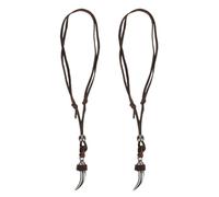 GLEAVI Lot de 2 Colliers Viking pour Homme avec Pendentif Tribal en Alliage de Zinc Cuir Réglable Marron Style Bijoux Vintage Adaptés au Quotidien et Voyage Accessoire Animalier