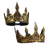 GLEAVI Lot de 2 Couronnes Médiévales en Mousse Pu 3d, Couleur Or Ancien, Taille Unique, Accessoires Cosplay et Fêtes à Thème pour Hommes et Garçon et Filles, Couronne de Roi Costume