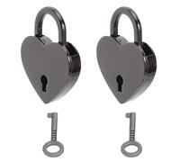 GLEAVI Lot de 2 Mini Cadenas Cœur en Alliage Métal Noir avec Clés Petit Cadenas Décoratif pour Boîte à Bijoux Paquet à Main ou Agenda et Sécurisé pour Usage Quotidien et Voyage
