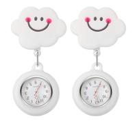 GLEAVI Lot de 2 Montres de Poche Rétractables pour Infirmière, Silicone Blanc, Cadran Clair, Montre Poitrine Suspendue Pratique pour Examen et Soins Médicaux, Accessoire Léger