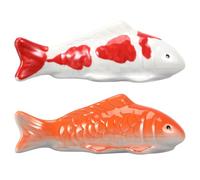 GLEAVI Lot de 2 Ornements Poisson Flottants en Céramique Décor d'Aquarium Style Chinois Mixte Résistant à l'usure Décoration Paysage Naturel pour Aquarium d'eau Douce et Salée