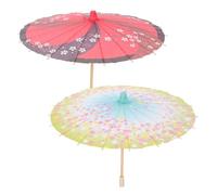 GLEAVI Lot de 2 Parapluies Décoratifs en Papier Japonais 30 CM Motifs Multicolores et Fleurs Vert Clair Accessoires Photo pour Festivals Décoration D’Intérieur et Fêtes