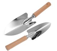 GLEAVI Lot de 2 Pelles de Jardin en Acier Inoxydable Manches en Bois, Petite Pelle à Creuser Ergonomique, Outils à Main pour Désherbage et Plantation, Adaptés pour Pot de Jardin