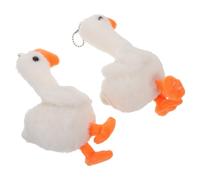 GLEAVI Lot de 2 Peluches Oie Blanches Miniatures Chaîne Perle, Porte-clés en Peluche de Dessin Animé, Présent à Glisser Un Paquet-présent, Récompense de Classe et Remplisseur pour