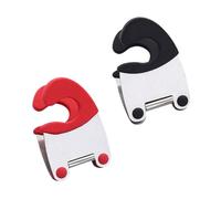 GLEAVI Lot de 2 Pinces Inox pour Ustensiles Cuisine, Support Portable Rouge et Noir Fixation pour Bord de Marmite, Rangement Compact pour Cuillères