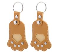 GLEAVI Lot de 2 Porte-Clés Patte D’Animal en Cuir PU Jaune Pendentifs Collecteurs de Poils D’Animaux pour Souvenir Accessoires Compacts pour Animaux de Compagnie Présent Sentimental