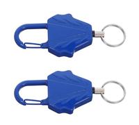 GLEAVI Lot de 2 Porte-Clés Rétractables en Câble d'acier avec Clip Mousqueton Porte-Badge Extensible Bleu pour Randonnée et Alpinisme Accessoire Pratique pour Clés et Cartes d'Identité
