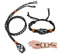 GLEAVI Lot de 2 Porte-Pierres en Filet Naturel Noir Grand Format Cordons Tressés pour Colliers et Bracelets Support Cristal Polyvalent pour Création Bijoux et Pendentifs