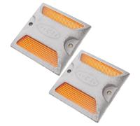 GLEAVI Lot de 2 Réflecteurs de Sécurité en Aluminium Coulé Rempli de Sable, sans Clou, Double Jaune, Haute Réflectivité pour Balisage Extérieur, Allées, Routes et Parkings, Accessoires