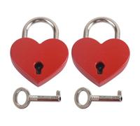 GLEAVI Lot de 2 sets de Cadenas à Clé de Cœur Taille Moyenne Couleur Rouge Cadenas pour Journal Valise et Casier Mini Serrures Sécurisées pour Bagages et Utilisation Voyage