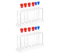 GLEAVI Lot de 2 supports de tubes d'expérimentation scientifique en plastique transparent avec bouchons pour laboratoires de chimie et de biologie, à des fins éducatives et de recherche