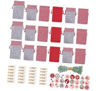 GLEAVI Lot de 24 Set de Paquet Suspendus de Noël en Feutre Numéros 1-24 Paquet de Rangement à Cordon pour Calendrier de L’Avent Décoration Murale et Organisation Couleur Aléatoire