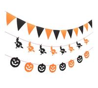 GLEAVI Lot de 3 Décorations d'Halloween Fantôme en Tissu Non Tissé Orange Bannières Suspendues pour Décoration Intérieure et Extérieure Accessoires Festifs pour Fête Halloween