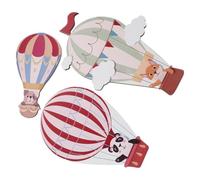 GLEAVI Lot de 3 Décorations Murales en Bois Forme Montgolfière, Légères et Faciles à Accrocher, pour Chambre et Salon Style Bohème Simple