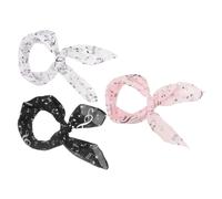 GLEAVI Lot de 3 Foulards Carrés en Mousseline de Soie Légère Motif Notes de Musique Petit Châle Élégant pour Femme Couleurs Rose Noir et Blanc Accessoire Mode Polyvalent pour Voyage